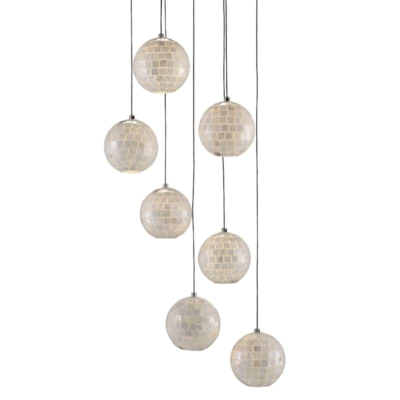 Currey & Company Finhorn Drop Pendant Collection - 7-Light Multi-Drop 5.75"h x 13"dia