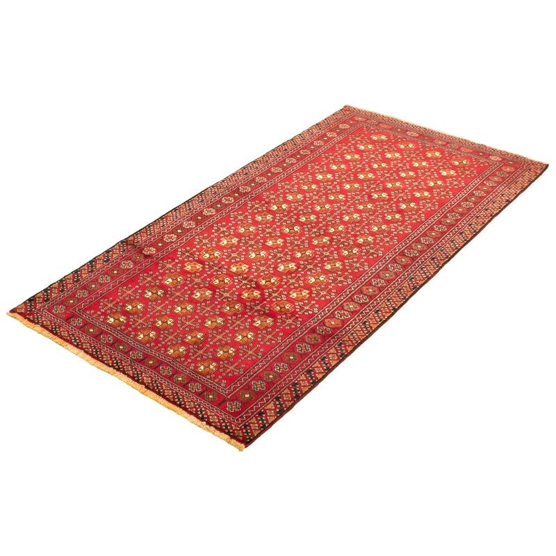 Hand-knotted Khal Mohammadi Red Wool Rug - 4'3" x 9'2" Runner/4'3 x 9'2