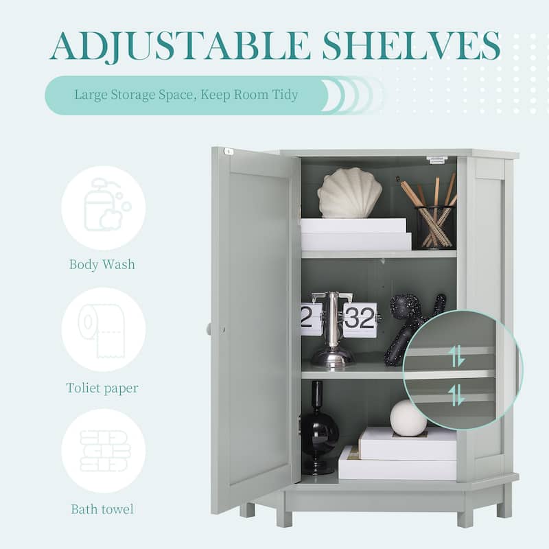 Bathroom Cabinet Triangle Corner Storage Cabinet with Adjustable Shelf Modern Style MDF Board