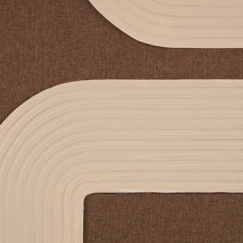 Brown Polyester Geometric Framed Wall Art with Tan Layered Arches