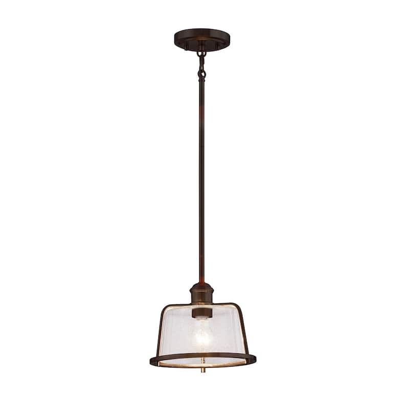 Justice Design Group Revere 12" 1-Light Pendant with Seeded Glass Shade - Dark Bronze