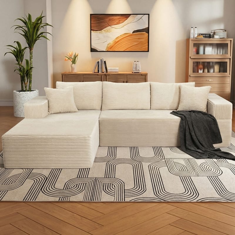 WINSOON 106" W Plush Modular Sectional Sofa with Pillows