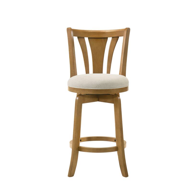 Elle Modern Swivel Bar Stool, Upholstered Counter Height Chair with Wood Frame