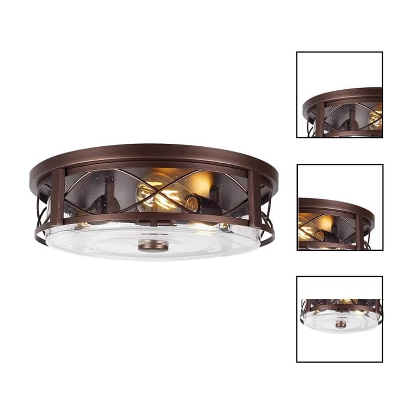 16 Inch ceiling lighting bronze flush mount ceiling light glass metal kitchen lights fixture - 16 Inch