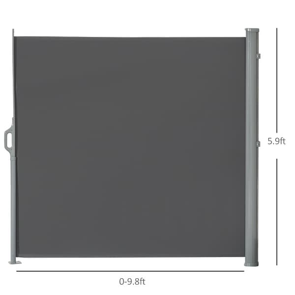 Outsunny 9.8' Retractable Folding Patio Privacy Side Awning with 50+ UV Protection, 2 Wall Brackets, & Polyester