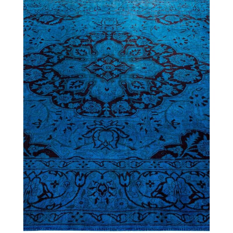 Overton Hand Knotted Wool Vintage Inspired Modern Contemporary Overdyed Blue Area Rug - 4' 7" x 7' 1"
