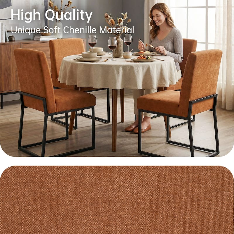 Mid Century Modern Dining Chair with Black Metal Legs