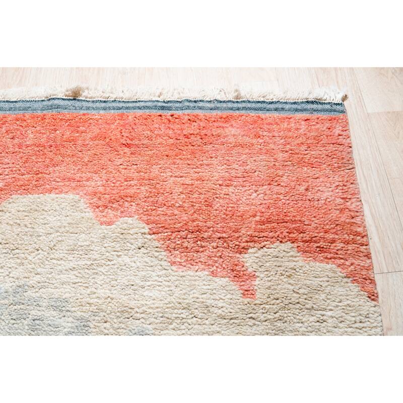 Hand-Knotted Wool Multi Modern Contemporary Berber Moroccan Rug, Vibrant and Stylish Area Rug for Enhancing the Comfort