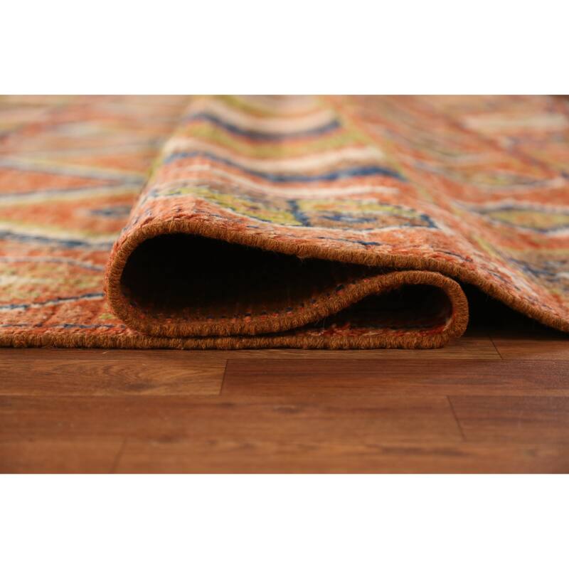 Orange Geometric Moroccan Large Rug Handmade Wool Carpet - 10'1" x 13'8"
