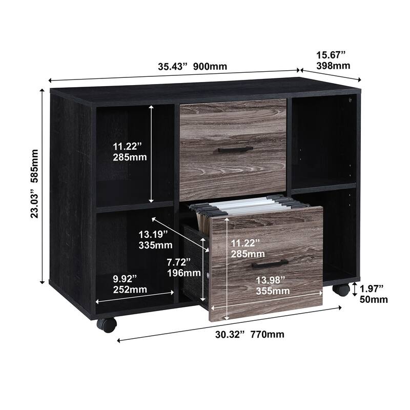 2-Drawer Wood 35.43 in. W Lateral File Cabinet