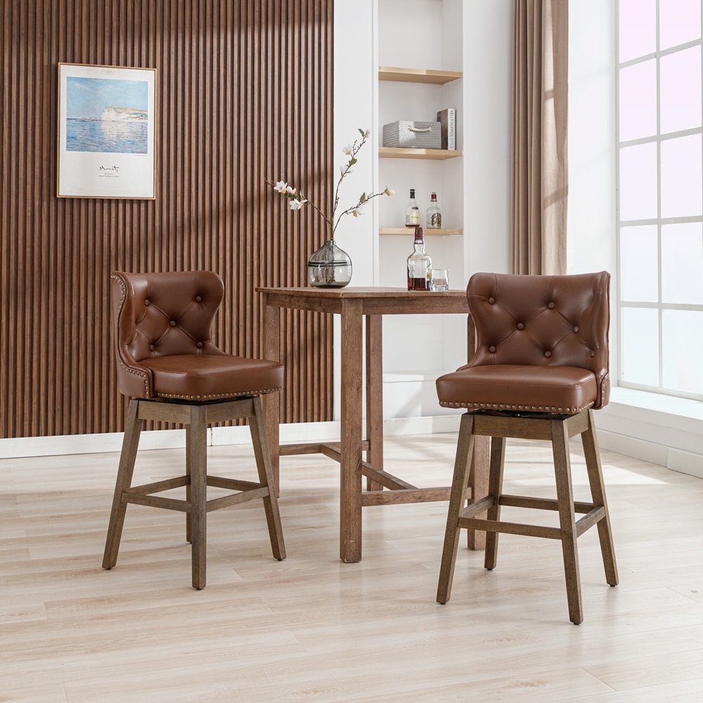 Modern Bar Stools Set of Counter Height Chairs with Footrest