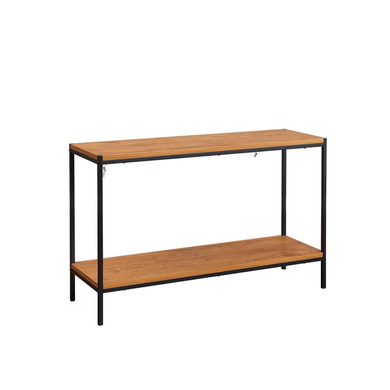 Caffoz Brooklyn Series Oak Brown Console Table Slim Entryway Table with Bottom Storage Shelf for Hallway or Living Room - 48
