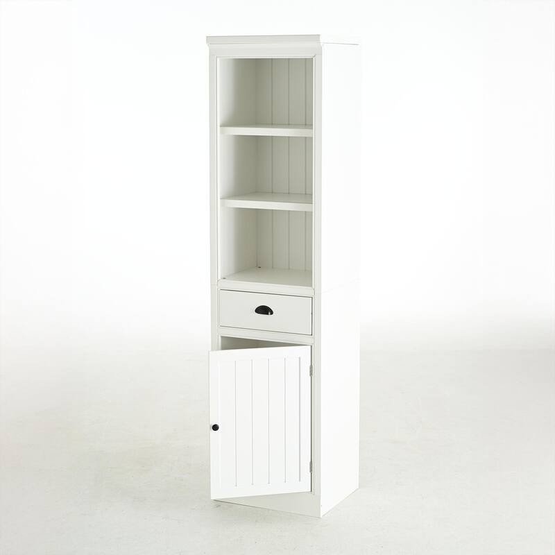 75" Wood Display Shelf with Drawer, Freestanding Book Display Cabinet Curio Storage Cabinet for Living Room, Office