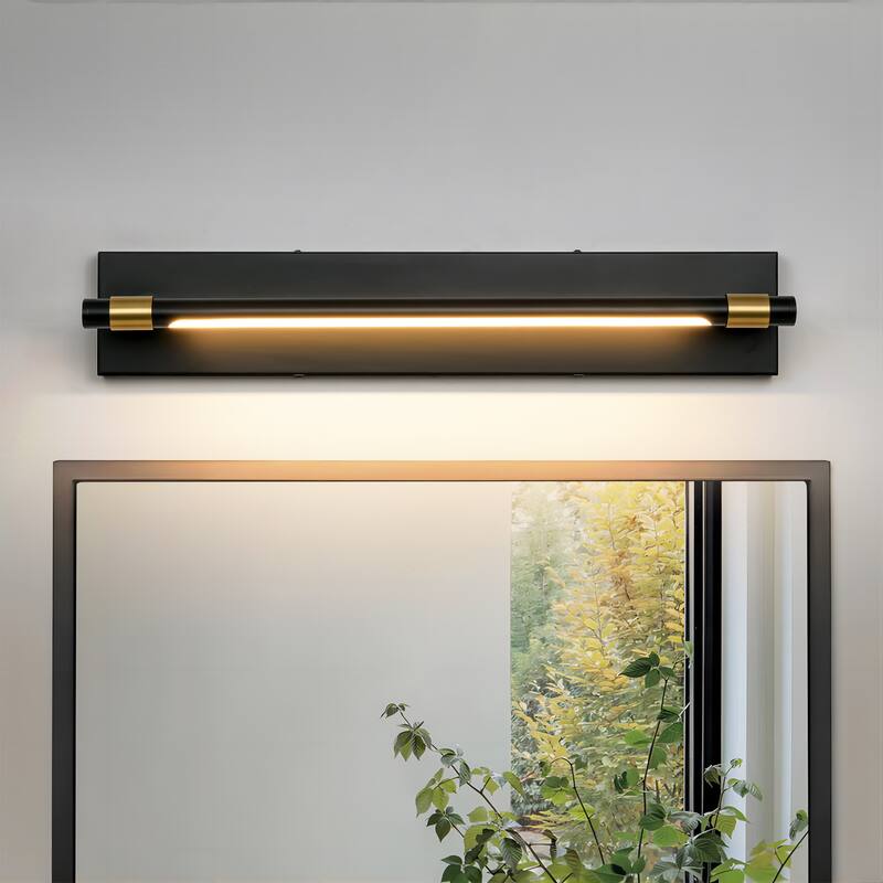 1-Light Modern Black/Gold Rotatable Linear LED Bathroom Vanity Light