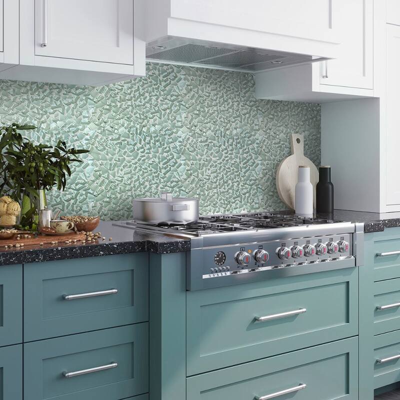Apollo tile 11" x 11" Bijou Glossy Matte Tiffany Blue Glass Tile (4.36 sq ft/case) - 5 Pack