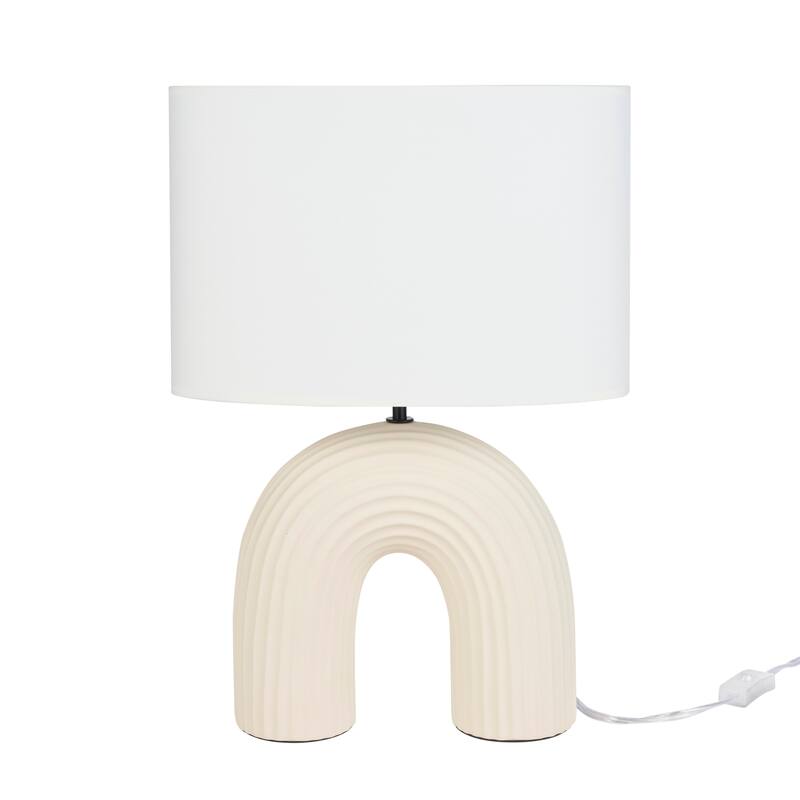 Nourison 21" Cream Textured Striped Arch Table Lamp