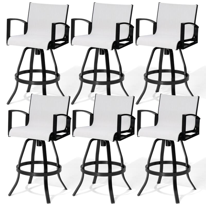 30''H Pellebant Outdoor Patio Aluminum Premium Swivel Bar Stools with Sunbrella Fabric