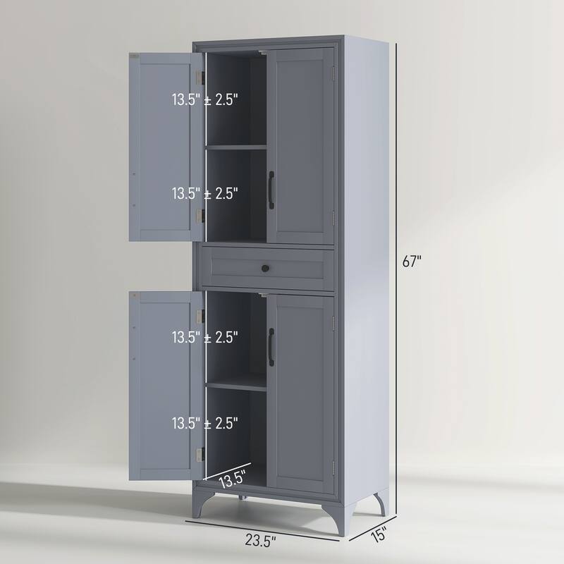 HOMCOM 67" Freestanding Kitchen Pantry, 4-Door Storage Cabinet