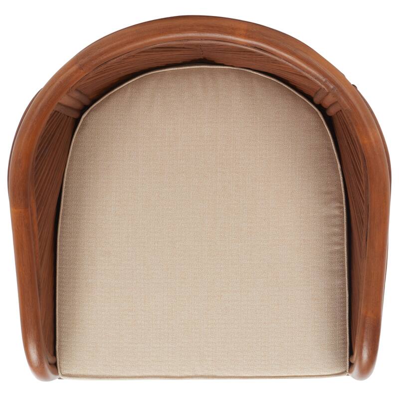 SAFAVIEH Zelia Rattan/Beige Cushion Accent Chair - 21 In. W x 22 In. D x 29 In. H - 21Wx22Dx29H