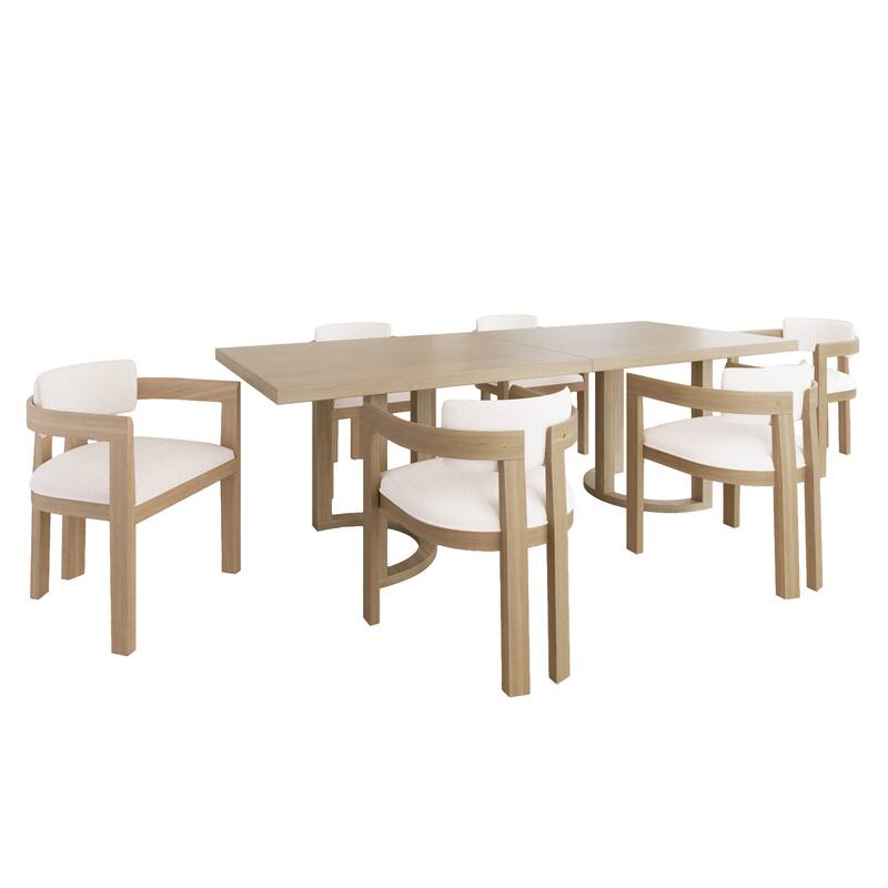 Arkenis 7pc Dining Set with Cushioned Seat and Back, Rubberwood by Christopher Knight Home