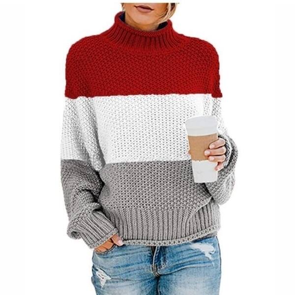Turtleneck Chunky Knit Oversized Pullover Sweater Overstock
