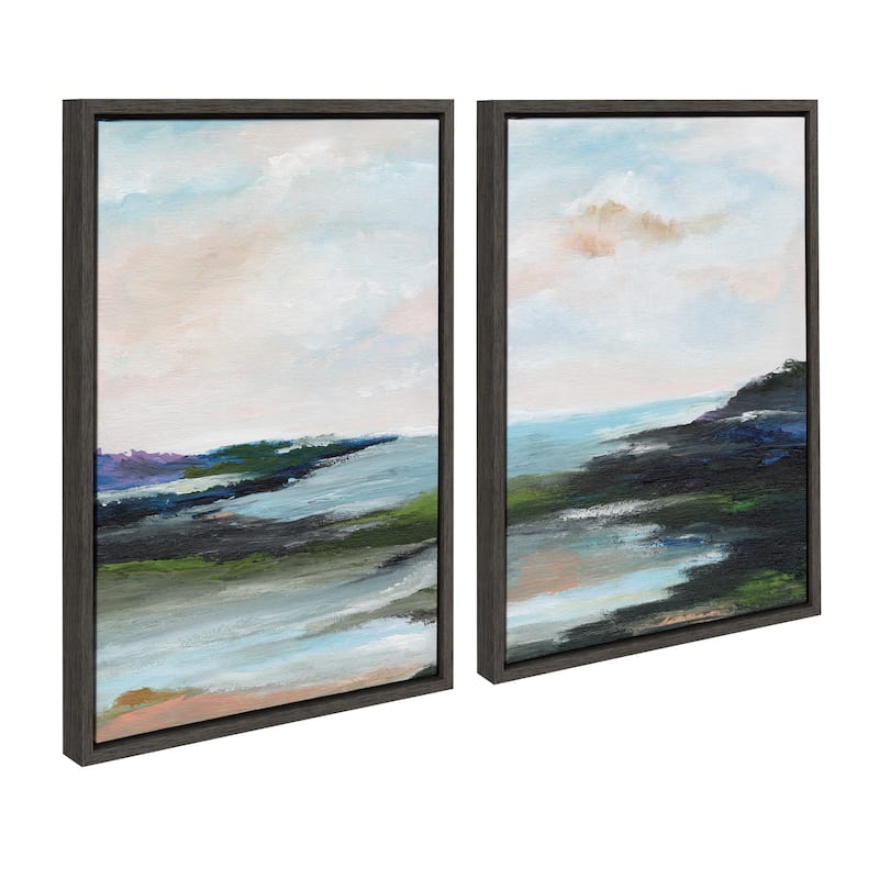 Kate and Laurel Sylvie Lake Huron Framed Canvas by Nikita Jariwala