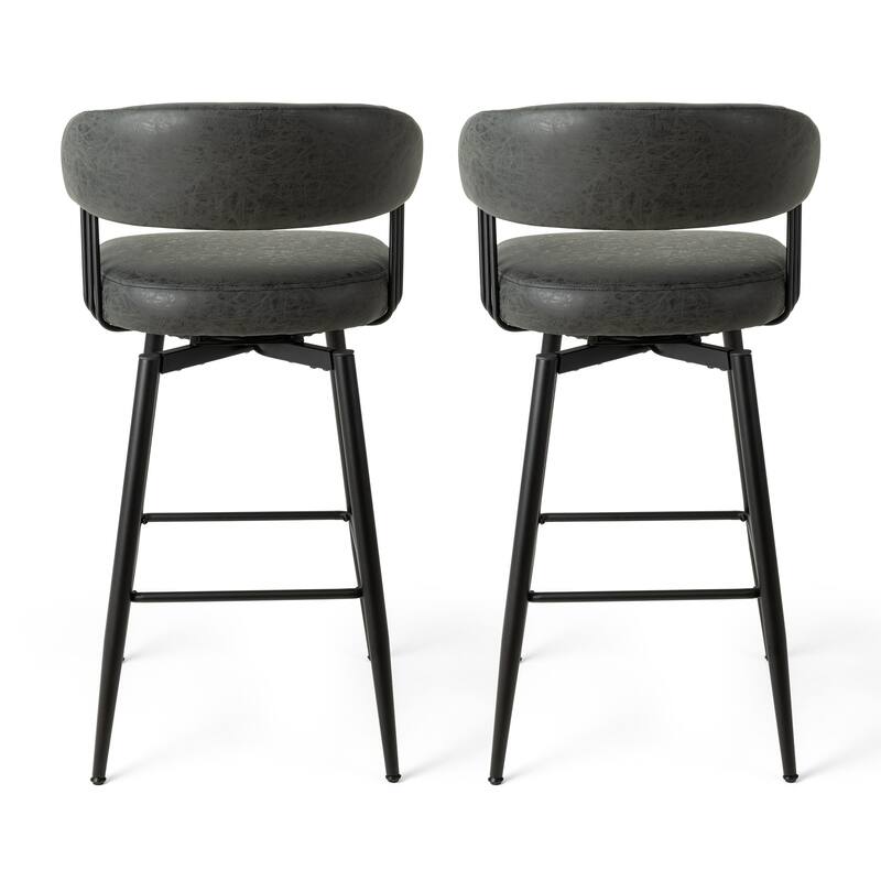 Glitzhome Set of 2 or 4 Modern Fabric/ PU Swivel Counter or Bar Stool with Metal Legs