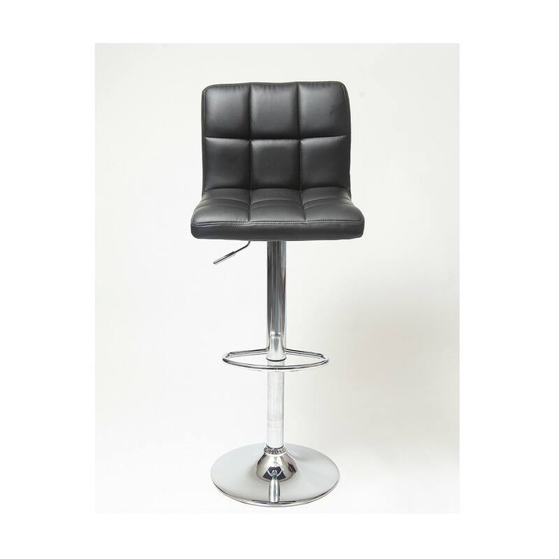 Swivel Faux Leather Adjustable Hydraulic Bar Stool - Black