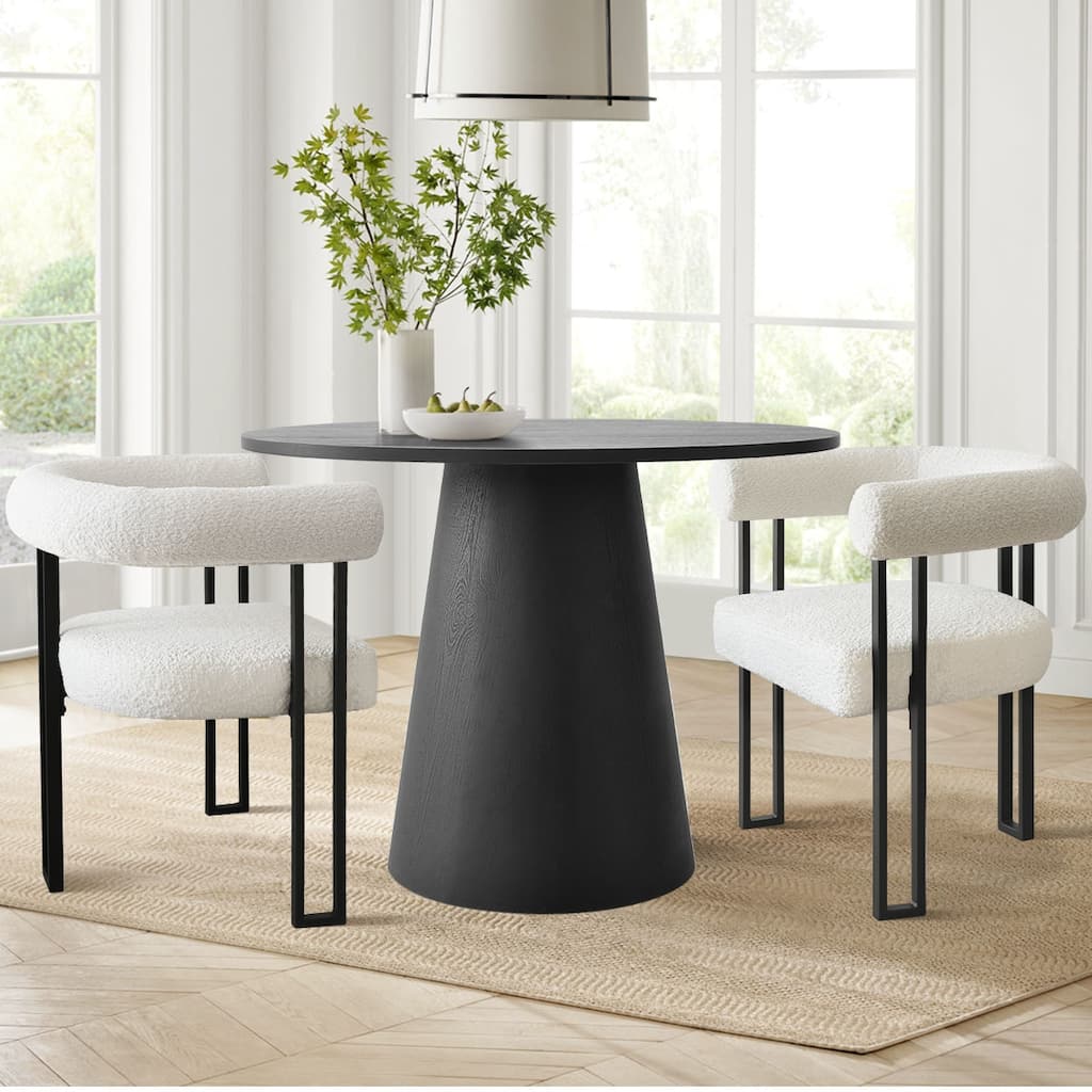 Boucle Beige Upholstered Arm Chair(Set of 2)