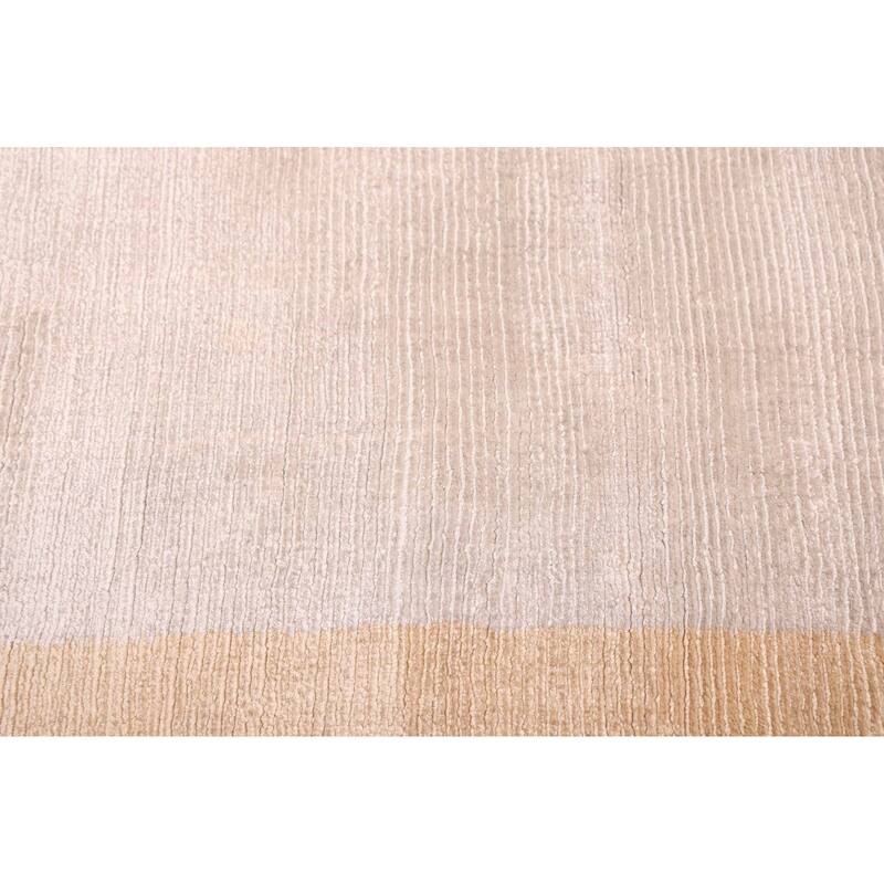 ECARPETGALLERY Hand Loomed Shimmer Beige Viscose Rug - 6'7 x 9'9