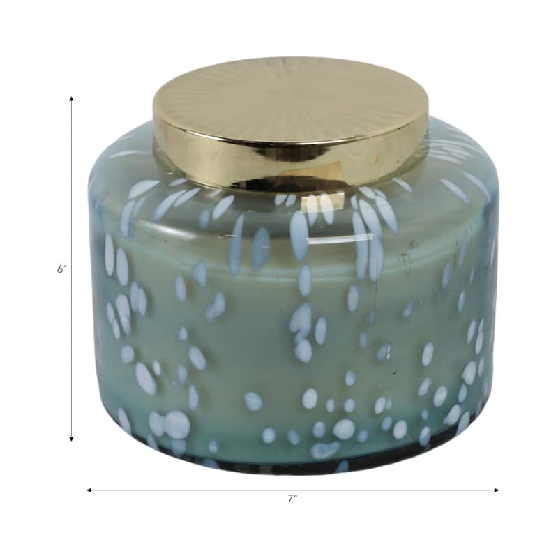 Decorative Glass Jar Candle with Metal Speckled Lid - 7" x 7" x 6"