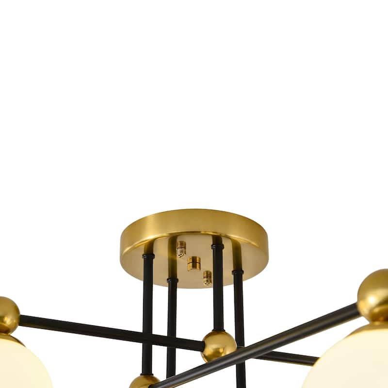 8 - Light Dimmable Sputnik Sphere Semi Flush Mount - Brushed Gold