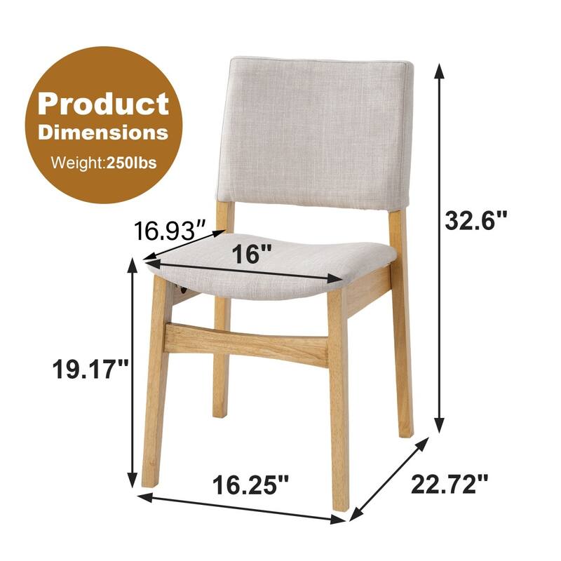 22.72" Rustic Upholstered Stackable Dining Chairs Set of 2