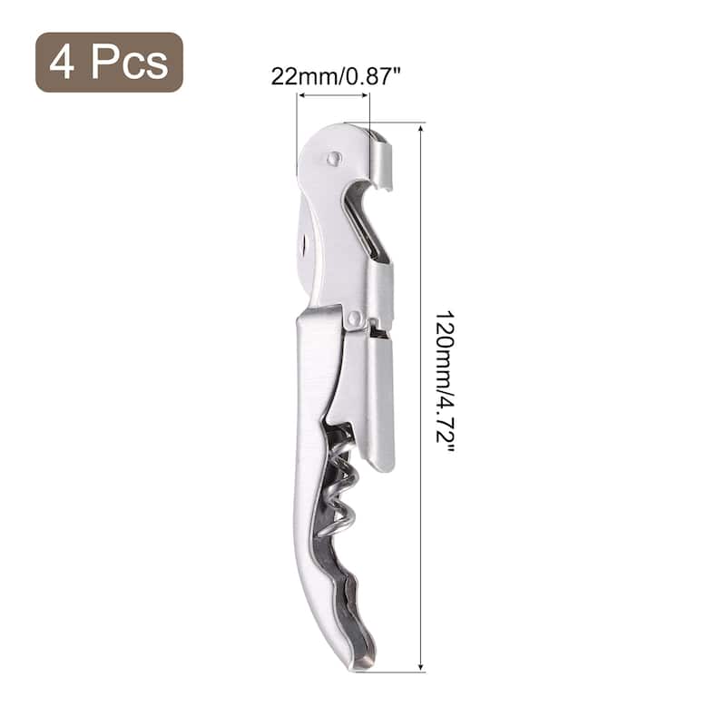 4Pcs 5" Wine Openers Waiter Corkscrew Red Wine Bottle Opener - Silver
