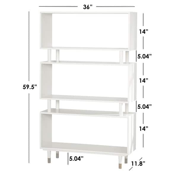 Simple Living Margo Mid-Century Modern 3-tier Bookshelf - 59.5"h x 36"w x 11.8"d