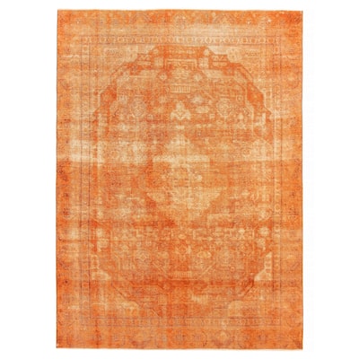 ECARPETGALLERY Hand-knotted Color Transition Burnt Orange Wool Rug - 9'0 x 12'4