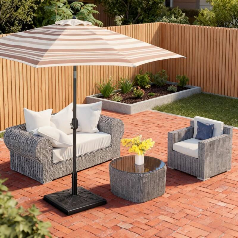 GDFStudio Outdoor Odal Umbrella Base with Resin-Protected Iron - Black