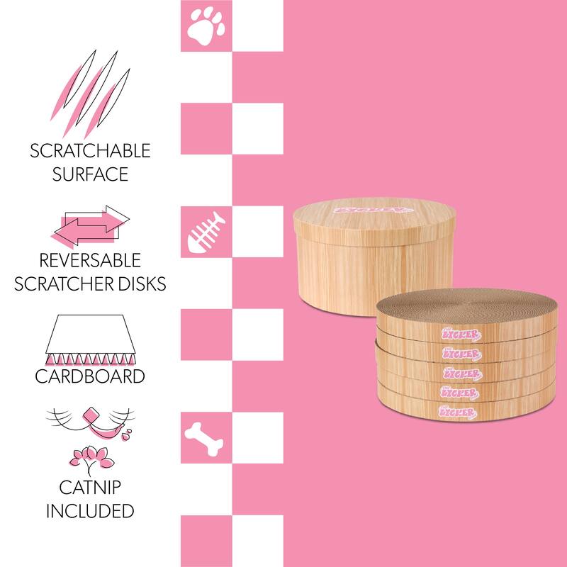 Kate 12" Cardboard Reversible Cat Scratcher Pad in Box with Catnip, (5-Pack)