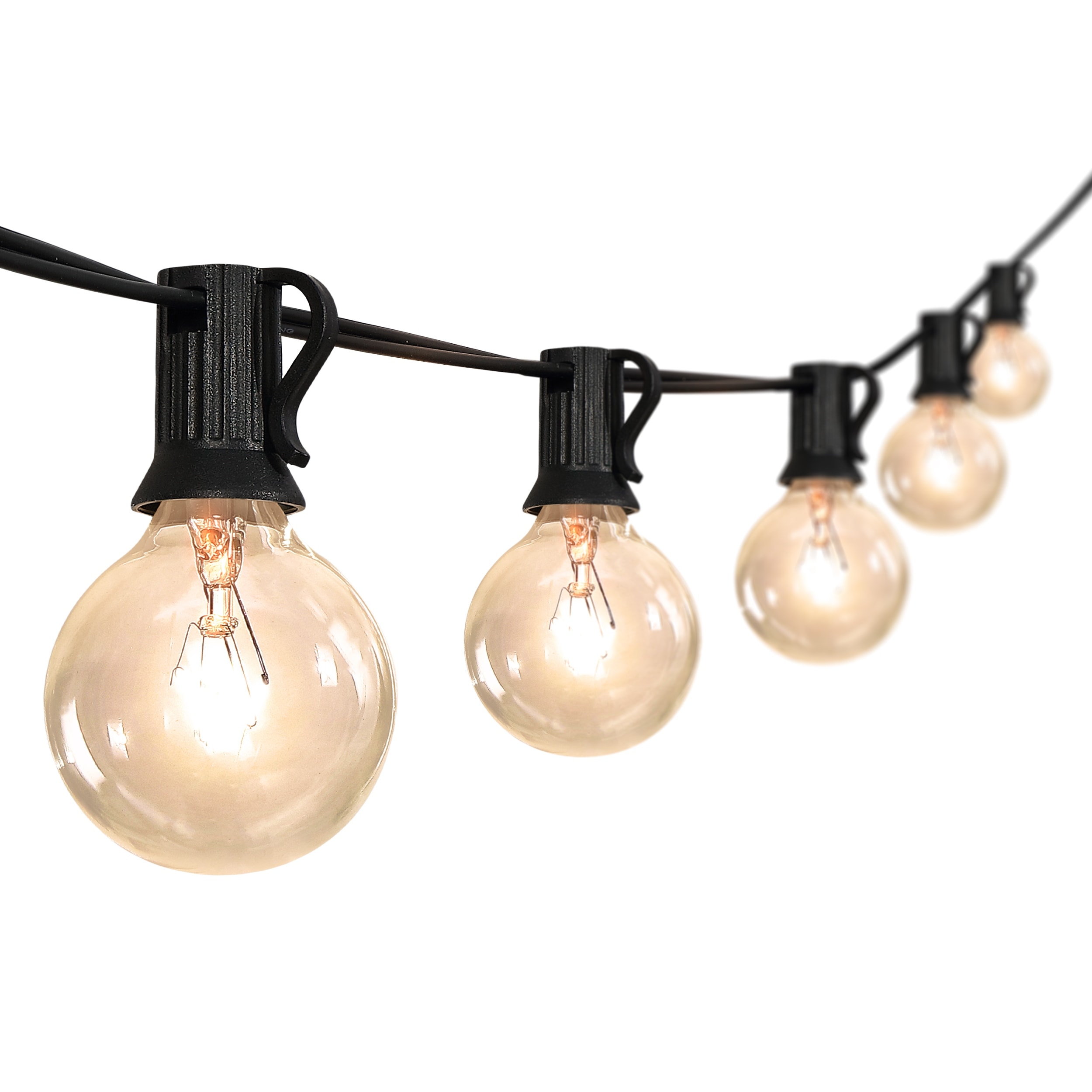 Jonathan Y 25 Light Indoor Outdoor 25 ft. Contemporary Rustic Incandescent G40 Bistro Globe Bulb String Lights Black