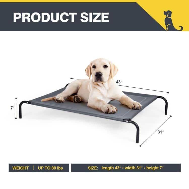 Large Elevated Pet Bed Mat-Dark Grey - 43" x 31" x 7"