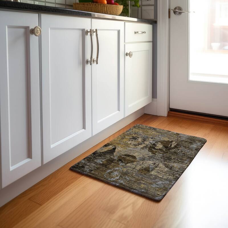 Premium Washable Super Soft Solid Abstract Mayfield Rug - Mocha - 1' 8" x 2' 6" - Rectangle
