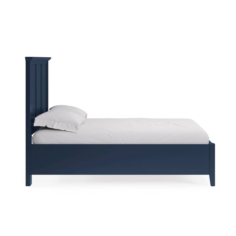 Fritz Full Size Bed, Three Panel Design, Beveled Top, Solid Wood, Blue
