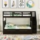 preview thumbnail 1 of 10, Full-Over-Full Stairway Wood Bunk Bed with Drawer,Storage and Guard Rail for Bedroom,Maximized Storage SpaceEspresso Espresso