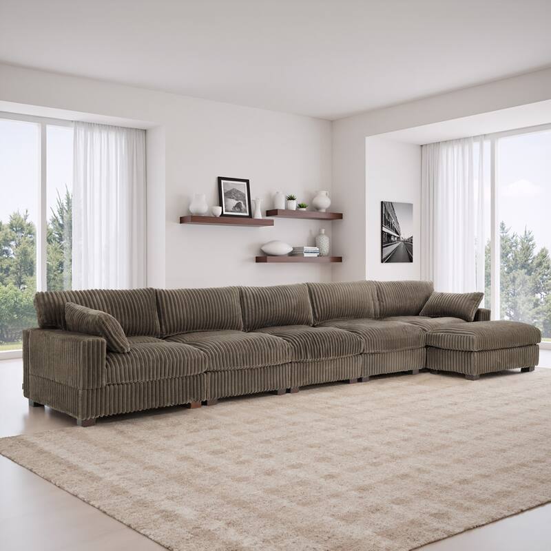 Oversized Plush Modular Sectional Sofa Couch with Ottoman