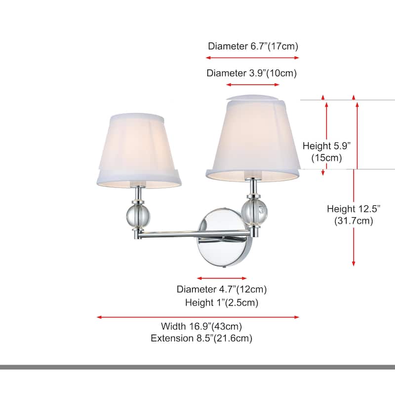 Elegant Lighting LD7022W15 Bethany 2 Light 17" Wide Vanity Light