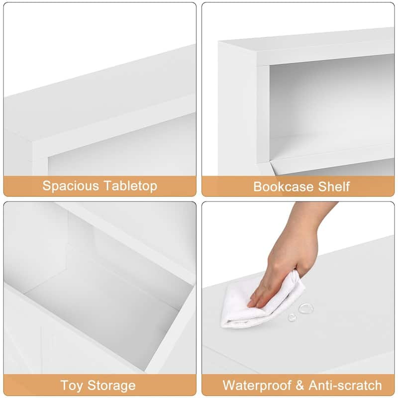 Kids Bookshelf and Toy Storage, Wooden Bookcase with Storage Cabinet and Toy Shelf