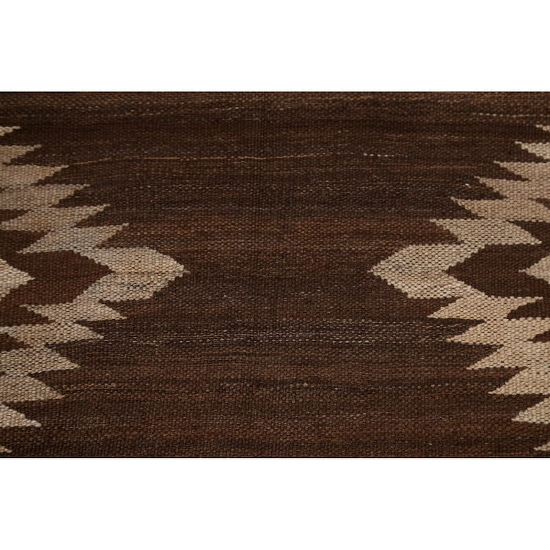 Natural Dye Tribal Geometric Kilim Oriental Wool Area Rug Flat-weave - 4'11" x 6'7"