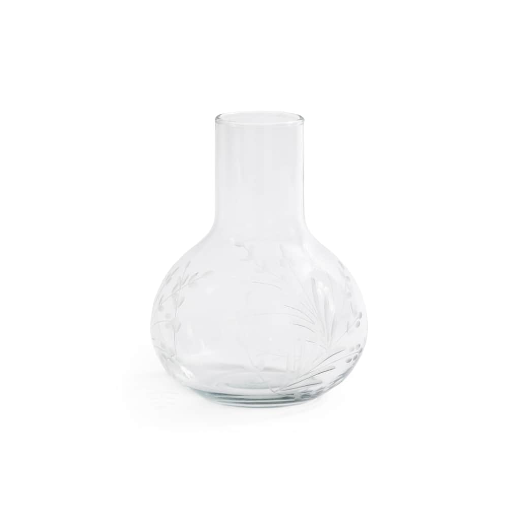 Shiraz Etched Glass Carafe with Floral Design