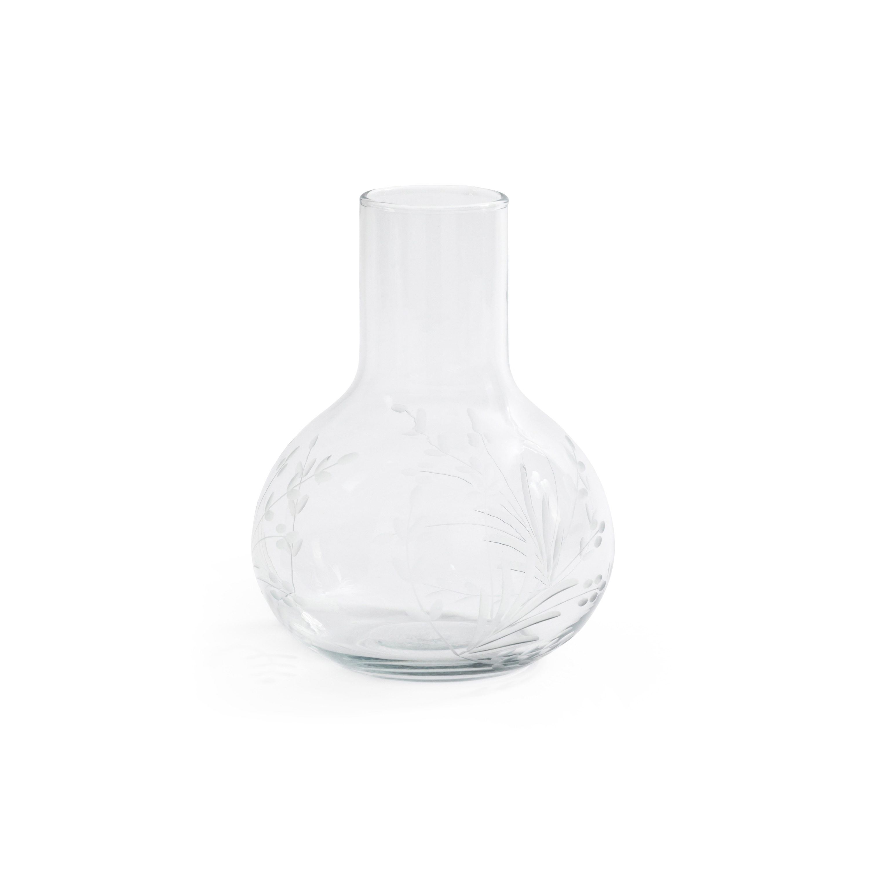 Shiraz Etched Glass Carafe with Floral Design