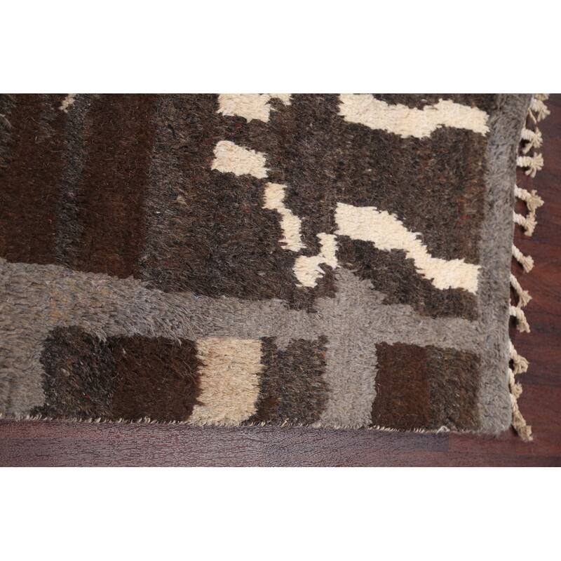 Abstract Moroccan Oriental Wool Area Rug Hand-knotted Bedroom Carpet - 5'9" x 9'6"